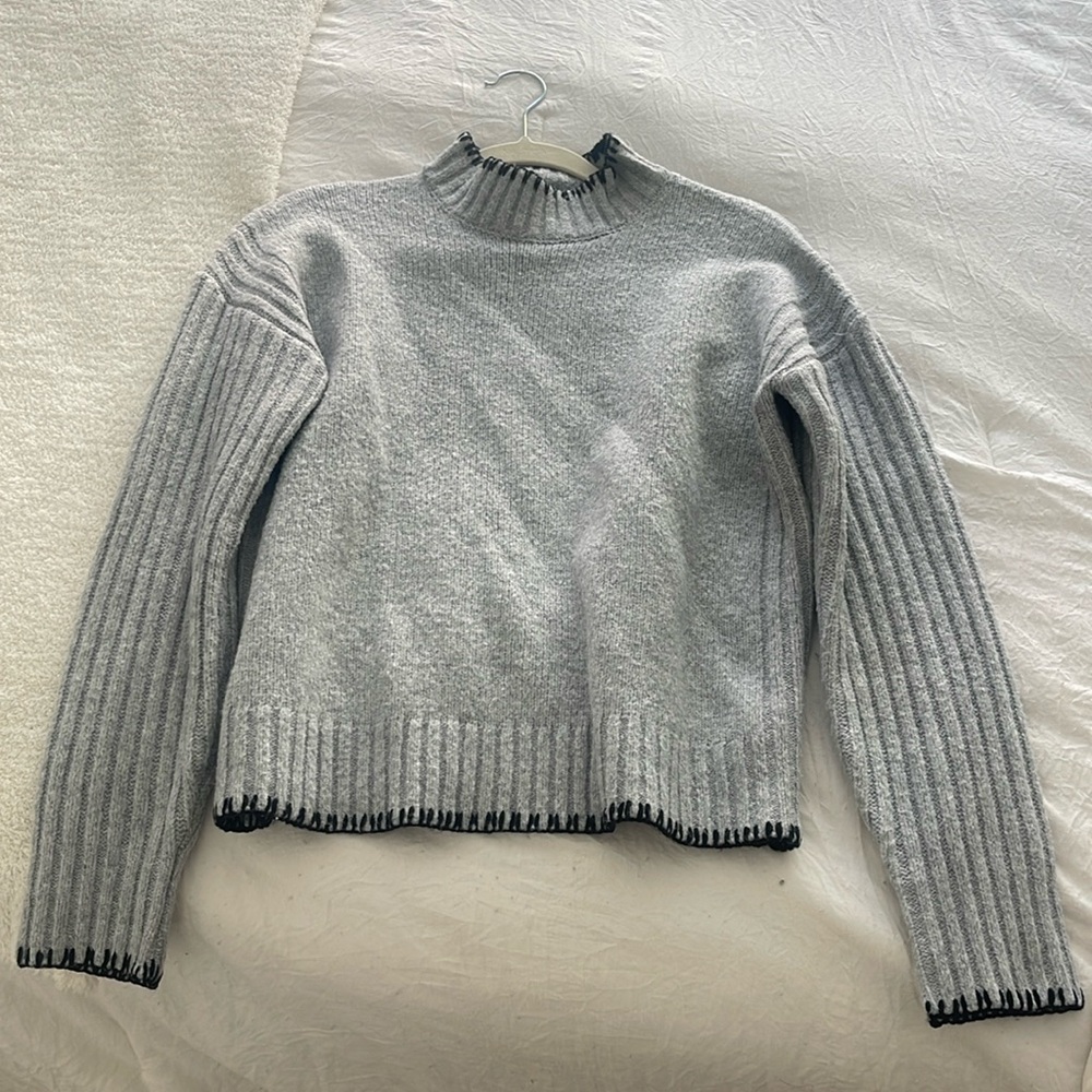 Gray turtleneck sweater